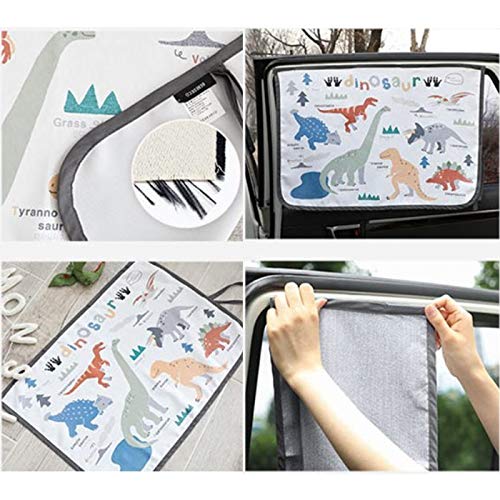 BEBEDECO Magnetic Car Sun Shade Curtain for Side Window - Sun Blocker and UV Protector for Baby  Kids  and Pets - Universal Fit with Built-in Magnets for Steel-Framed Door (Dinosaur) - Image 3